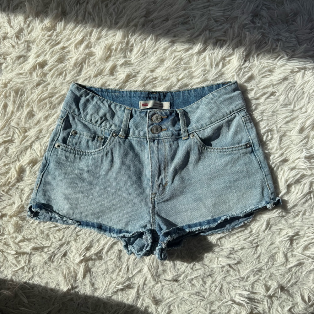 Levi's Light Blue Jean Shorty Shorts